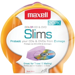  Slim CD/DVD Shell Cases, 20 pk (Assorted Colors)