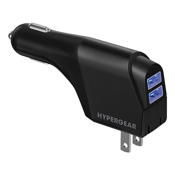 Hybrid 2-in-1 10.5-Watt Car and Wall Charger with Dual USB-A Ports