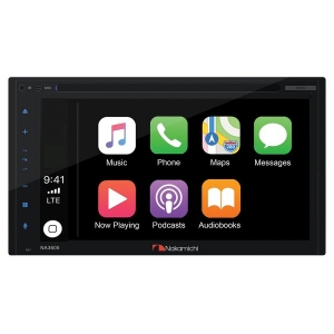  6.8-Inch WVGA Double-DIN In-Dash DVD Receiver with Apple CarPlay, Android Auto, and Bluetooth